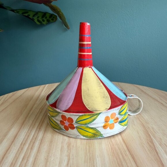Vintage Tonals Mexican Hand-Painted Funnel By Ser.Mel Tonala Jal Decor - Picture 2 of 9